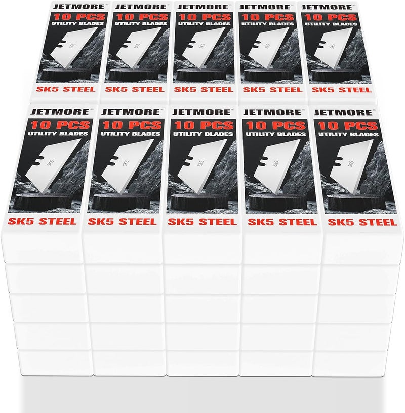 Jetmore 500 Pack Utility Knife Blades, Heavy Duty Box Cutter Blades, Standard Replaceable Utility Blade with Storage Box, Sharp SK5 Steel Razor Blades for Drywall, Warehouse, Construction, Work - Image 1